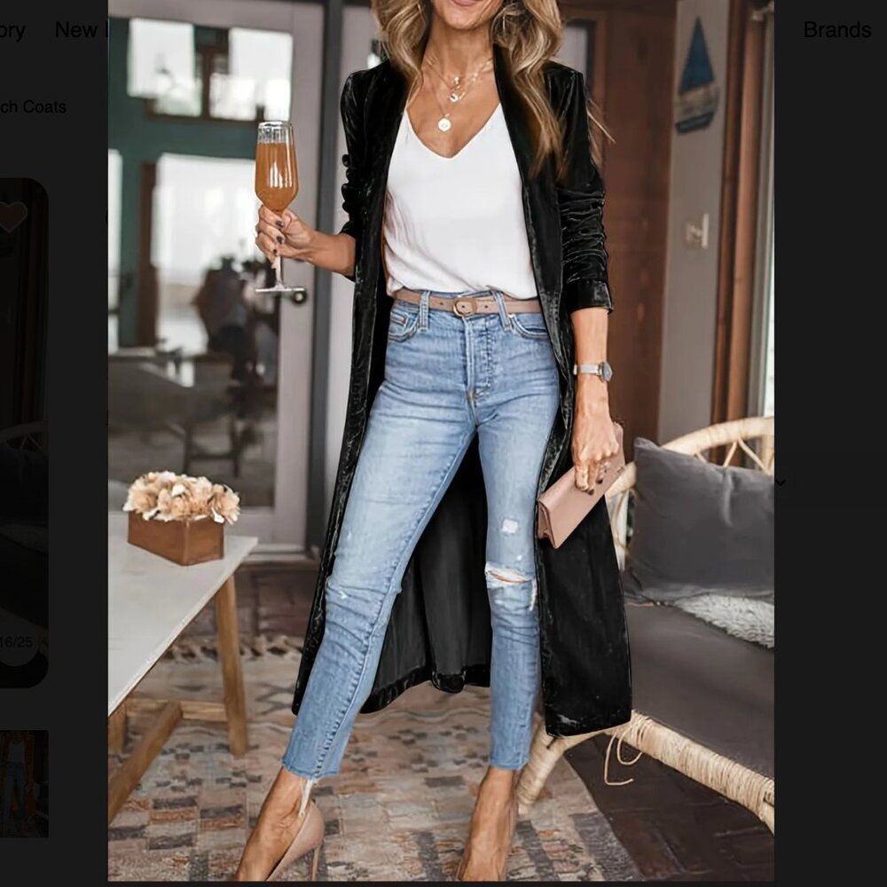 NWT Open Front Long Sleeve Coat - black in small